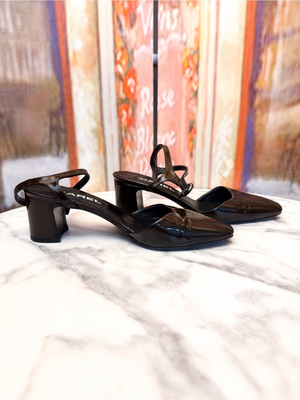 Carel Paris Soraya Vernis Patent Leather Heels Brown EU 37 GUC